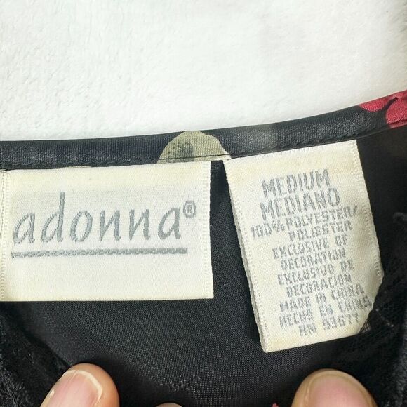 Vintage Adonna Floral Satin Midi Slip Dress Size Medium Lace Whimsigoth - Picture 5 of 5